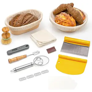 Factory supplier rattan proofing basket bread set handmade kitchen bread baking set