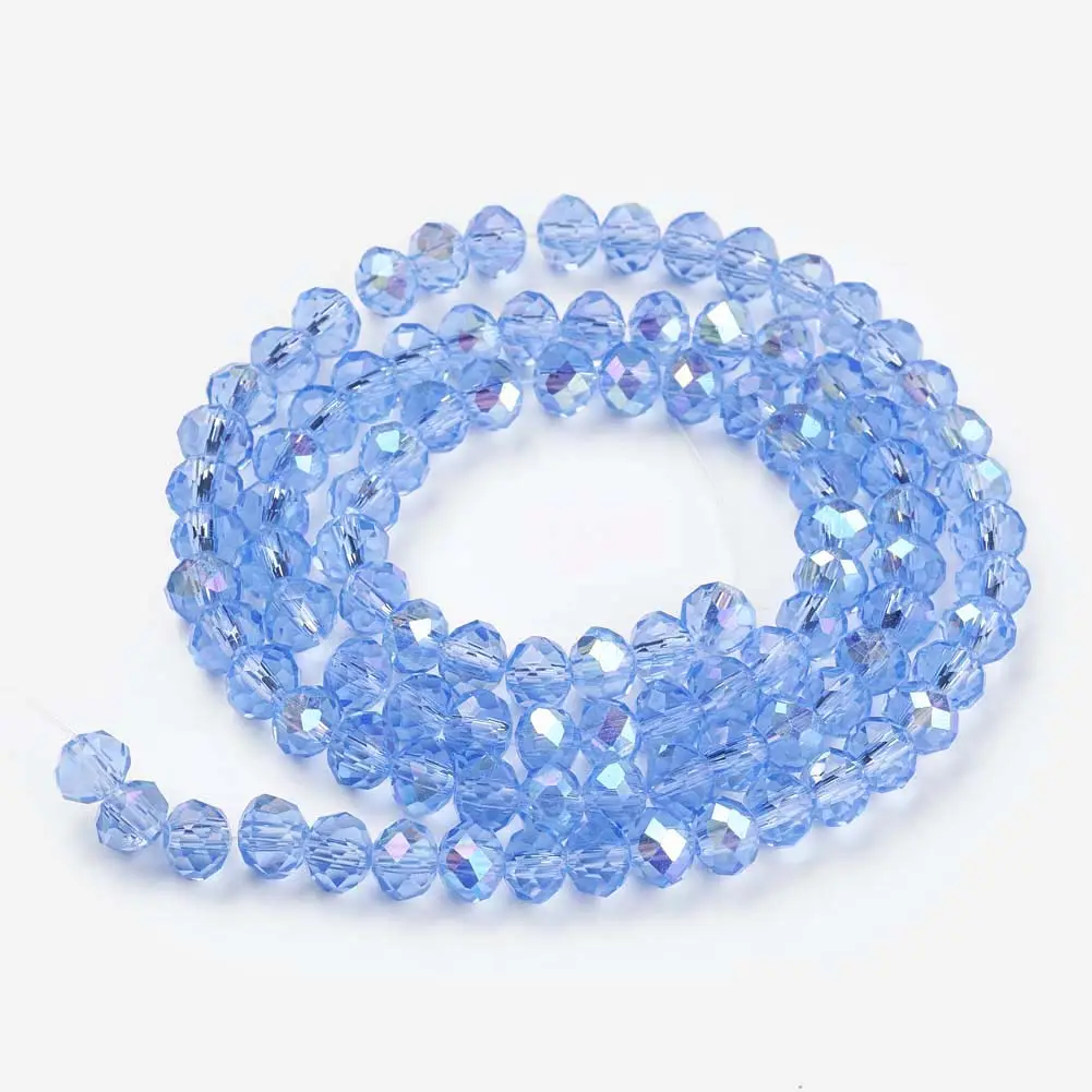 PandaHall 4mm 6mm 8mm Rondelle Crystal Faceted Half Plated Glass Beads