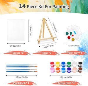 Nhà Máy Cung Cấp Vẽ Đồ Chơi Thiết Lập Mini Painting10in Vải Bảng Nghệ Thuật Bộ Dụng Cụ Vẽ Tranh Với Giá Vẽ - Product Image 2