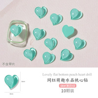 10 pièces/sac Breloques pour ongles Chrome Hearts, Cœur en cristal, Strass en résine effet gelée, Décoration 3D Nail Art, Breloques Kawaii en résine