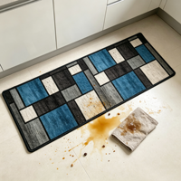 Geometric Kitchen Runner Rug Non Slip Backing Stain Resistant Washable Polyester Low Pile Floor Mat Modern Farmhouse Oil-Proof