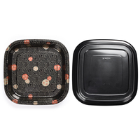 Sunzza grand carré à emporter togo coupe salade de fruits emballage alimentaire boîte de conteneur en plastique Sushi plateau plateaux avec design japonais