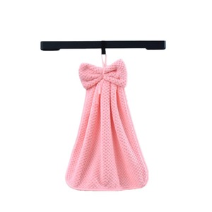 Serviette de toilette suspendue en polaire corail 35x35cm, séchage rapide, couleur unie, pour cuisine et salle de bain - Product Image 4