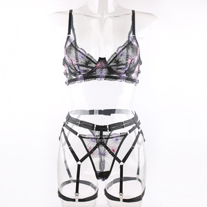 Conjunto de Lencería Sexy Bordada Exclusiva para Mujer, con Tirantes y Push-Up, Color Negro, en Oferta - Product Image 6