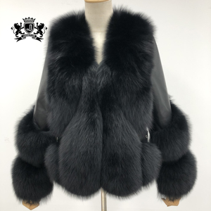 JANEFUR-Chaqueta de piel de zorro con cuello en V, chaqueta cálida y suelta de talla real, estilo informal, novedad de <span class=keywords><strong>2022</strong></span> - Product Image 1