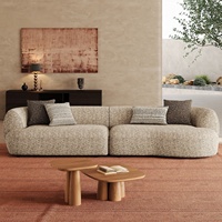Ensemble de canapés en tissu en forme de L de style Wabi Sabi, canapé sectionnel moderne minimaliste style Dune, design multifonctionnel haute densité