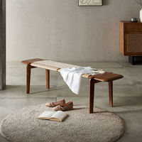Banc de fin de lit moderne en rotin nordique, banc long pour entrée de chambre, repose-pieds pour changer de chaussures, tabouret ottoman pour magasin de vêtements ou maison