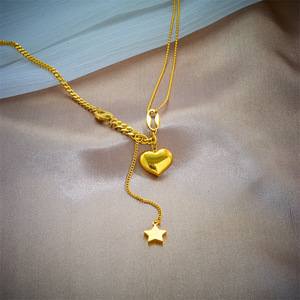 Mode Lariat Colliers Chaîne <span class=keywords><strong>En</strong></span> Acier Inoxydable Amour Coeur Charme Pendentif Collier Bijoux <span class=keywords><strong>En</strong></span> Acier Inoxidable pour les Femmes - Product Image 4