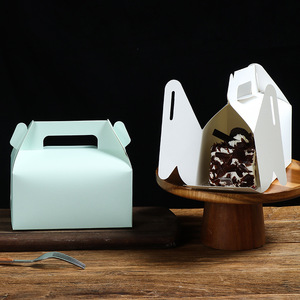 Mini Cake <b>Box</b> Paperboard Rectangle With Handle For Dessert Packaging White Card Color Food Grade Portable Gift <b>Box</b> - Product Image 3