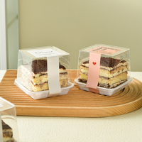 Grand couvercle Transparent carré Tiramisu gâteau boîte jetable PET matière plastique à emporter beignet Dessert blister emballage collations