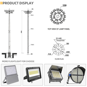 Hengtong Hot-DIP galvanis kerucut oktagonal lampu tiang tinggi 15m 20m 25m 30m 35m 40m LED tiang lampu tinggi Stadion - Product Image 6