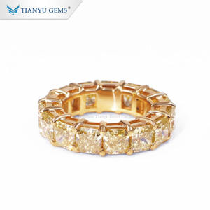 Tianyu Gems Customized 14k Yellow Gold Asscher <strong>Ice</strong> Cut Yellow Moissanite Diamond <strong>Ring</strong> Band - Product Image 1