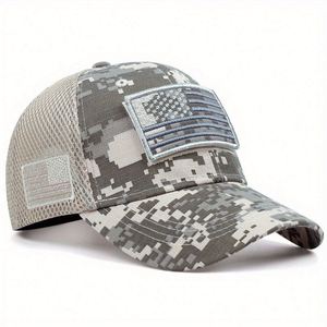 Casquette de baseball camouflage avec patch drapeau USA, casquette de sport en maille pour l'extérieur, personnalisable - Product Image 4