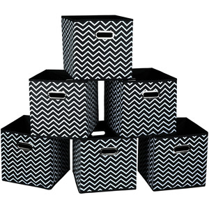 High Quality Foldable Bins Storage Organizers Cube Box Non Woven Black Fabric Storage Boxes For Clothes