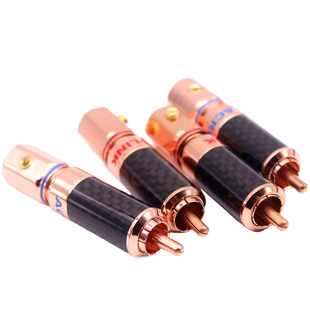 9mm RCA Plug Pure Copper Carbon Fiber Audio Video Connector Male RCA Jack for Speaker Amplifier Audio AV Cable Assembly