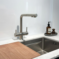 Robinet mélangeur de cuisine moderne en acier inoxydable 304 avec cartouche céramique, poignée unique, installation monotrou, douchette extractible, garantie 5 ans