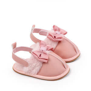 Nouvelles pantoufles pour bébé fille nouveau-né en peluche avec nœud papillon - Product Image 6