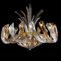Lustre en verre artistique transparent de style français rétro haut de gamme pour villa, escalier, salon, suspension en acier inoxydable facile à installer