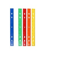 Règle à six trous de 30cm prête à être expédiée Outil de mesure en plastique transparent pour étudiants Vente en gros avec livraison rapide