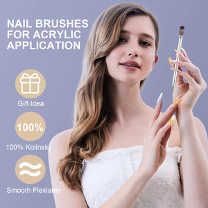 Pinceau à ongles en acrylique Shine Chance, pinceau à ongles ovale en poils de Kolinsky 100% pur pour l'application d'acrylique, pinceau à ongles professionnel - Product Image 4