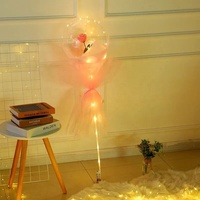 Ballon LED en forme de rose pour la Saint-Valentin, ballon Bobo transparent, bouquet de roses avec lumière LED