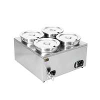 Chauffe-Plats Professionnel Commercial 4 Bacs Bain-Marie Économe en Énergie A++ Capacité 7L pour la Restauration Aéroportuaire