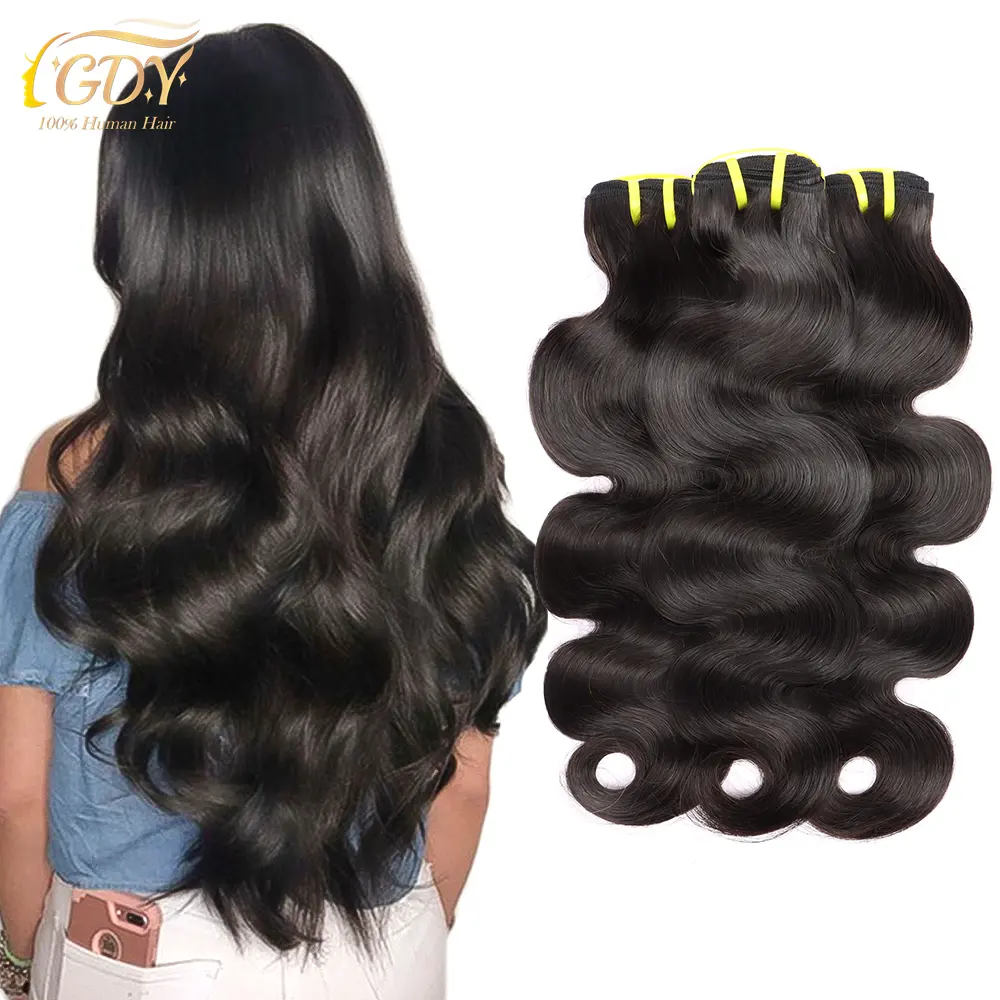 GDYhair – tissage en lot de cheveux humains vierges, Extension de cheveux lisses, Body Wave, 18 20 22 pouces, échantillon gratuit