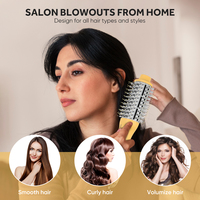 Sèche-cheveux professionnel avec brosse ronde volumisante, brosse sèche-cheveux ionique pour boucler et lisser les cheveux