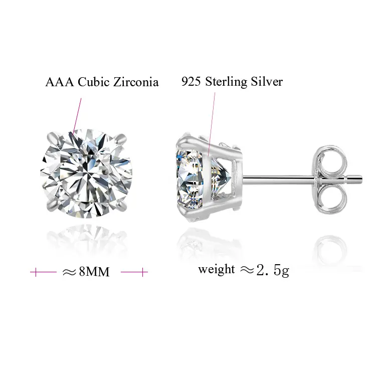 POLIVA 18K Gold Plated 925 Sterling Silver Cubic Zirconia Earrings Geometric Stud Earrings Diamond Engagement Fine Pearl Jewelry