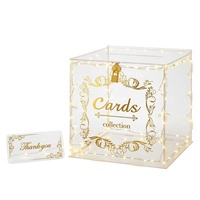 Boîte à cartes de mariage moderne en acrylique détachable avec serrure et guirlande lumineuse, grande boîte à enveloppes transparente pour fêtes et réceptions d'anniversaire