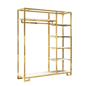 Cửa Hàng Bán Lẻ Mới Cửa Hàng Vàng Treo Tường T Áo Quần Áo Cửa Hàng Quần Áo Giá Trưng Bày Hệ Thống - Product Image 1