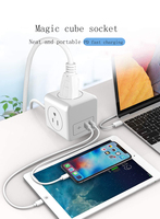 Enchufe de extensión UE/EE. UU., 4 salidas, 3 puertos Usb tipo C, puerto de carga rápida, 250V, 3.1A, tira de alimentación USB, cubo mágico, enchufe de cubo de alimentación