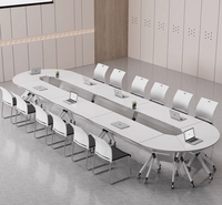 Bureau d'étude moderne mobile simple avec ensembles de chaises Petite table pliante de bureau de conférence de formation de réunion de 6 personnes