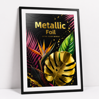 Affiches d'art sur papier acide avec dorure métallique de qualité muséale, vernis 3D et UV sélectif en relief pour exposition d'artistes
