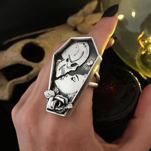 Skeleton Shape Vintage <b>Rings</b> With Flower Design For Party Unisex Jewelry - Product Image 2