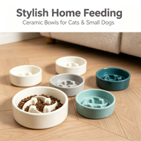 Bol en céramique pour l'alimentation lente, bol anti-glouton pour animaux de compagnie, bol antidérapant pour manger lentement pour chats et petits chiens, prévient l'étouffement, alimentation saine