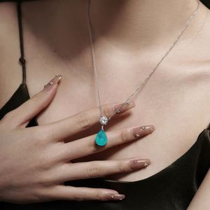 Colliers pendentifs Dylam, nouveaux bijoux fins hypoallergéniques en argent S925, pierre synthétique Paraiba, zircone 5A bleu turquoise - Product Image 3