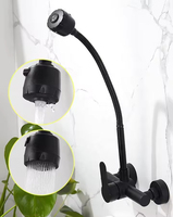 Robinet Mitigeur Mural Moderne Noir en Acier Inoxydable, Monocommande Chaud/Froid, Grifo Populaire en Amérique du Sud pour Salle de Bain