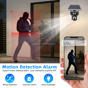 Hongnaer 8MP 3 فيديو عدسة مزدوجة لاسلكية تعمل بالطاقة الشمسية كاميرا مراقبة V380 Pro 4K في الهواء الطلق بطاقة Sim Sim Solar - Product Image 4