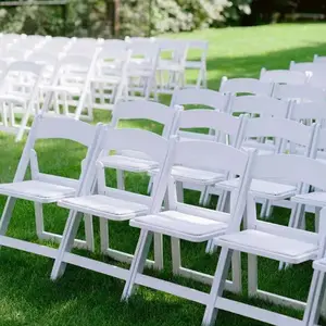 Sillas plegables de resina de plástico para eventos, sillas de boda y banquetes, color blanco, precio al por mayor