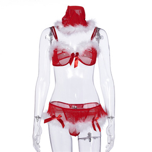 <span class=keywords><strong>Deseo</strong></span> transfronterizo nueva perspectiva de encaje europeo y americano ropa de Navidad traje de ropa interior Sexy de cuatro piezas para mujer - Product Image 6