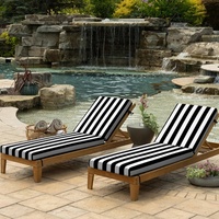 Coussin de chaise longue extra-large pour extérieur, avec fermeture éclair, motif rayé, imperméable, anti-UV, en mousse, pour mobilier d'extérieur