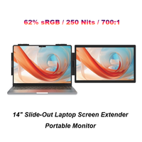 Écran portable extensible pour ordinateur portable de 14 pouces, moniteur portable 1080P 60Hz 62% sRGB 250 Nits 700:1 pour configuration à double écran