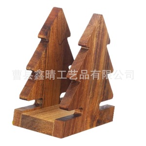 Porte-serviettes en bois en forme de sapin de Noël, boîte à mouchoirs de bureau sur pied, design original - Product Image 4