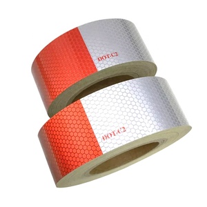 Cinta reflectante de alta visibilidad para vehículos, cinta reflectante de cuentas de vidrio para camiones, color rojo y blanco, DOT-C2 - Product Image 2