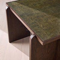 Table à manger impériale en chêne anthracite de style brutaliste, avec base en bloc massif pour villa, table rectangulaire, grande table de réunion, pièce maîtresse