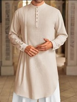 Ohsisa 2025 Neue Muslimische Mittelöstliche Arabische Malaysische Herren Hemd aus Leinen und Hanf Muslimisches Langarmhemd