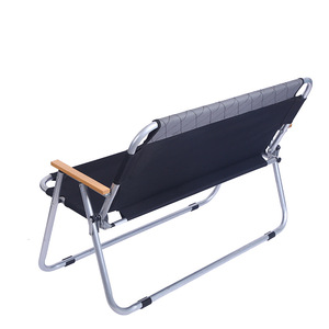 Chaise de camping double, pliable, pour extérieur, jardin, cadre en acier noir, portable, pour la plage et la pêche - Product Image 1