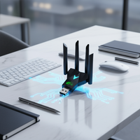 Adaptateur réseau externe double bande 1300 Mbps USB 2.0 et interface LAN pour ordinateur de bureau/portable, récepteur WIFI disponible en stock