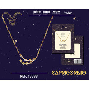 Collar Vintage de Moda con Mapa del Zodiaco del Capricornio en Oro, Cadena de Acero Inoxidable con Piedras de Imitación, Piedra Principal de Diamante, Material de Latón - Product Image 1